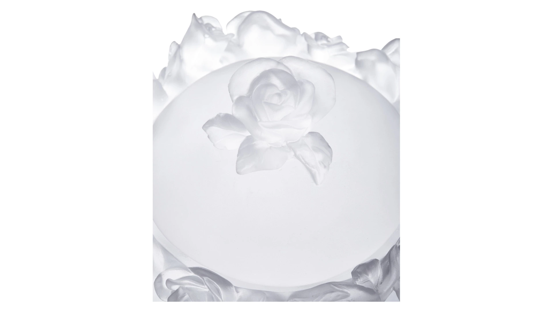 Конфетница с крышкой Decor de Table Pate de Verre Cristal Роза 17 см, хрустальное тесто, белая, п/к