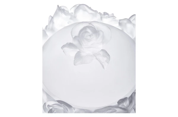 Конфетница с крышкой Decor de Table Pate de Verre Cristal Роза 17 см, хрустальное тесто, белая, п/к