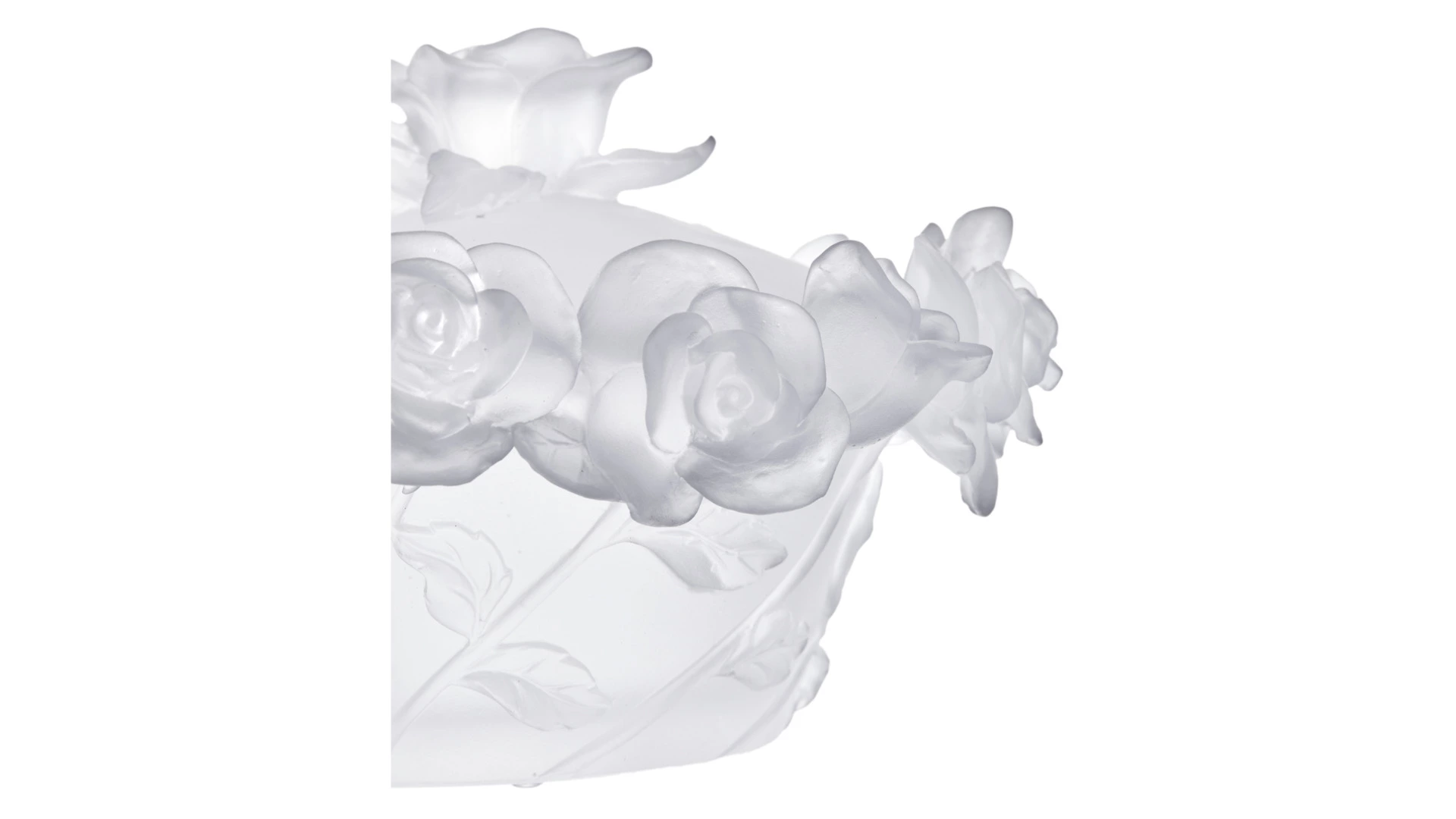 Конфетница с крышкой Decor de Table Pate de Verre Cristal Роза 17 см, хрустальное тесто, белая, п/к