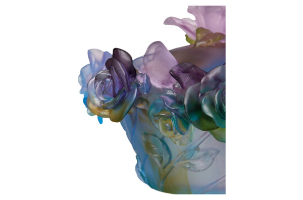 Конфетница с крышкой Decor de table Роза 17 см, хрусталь, разноцветная