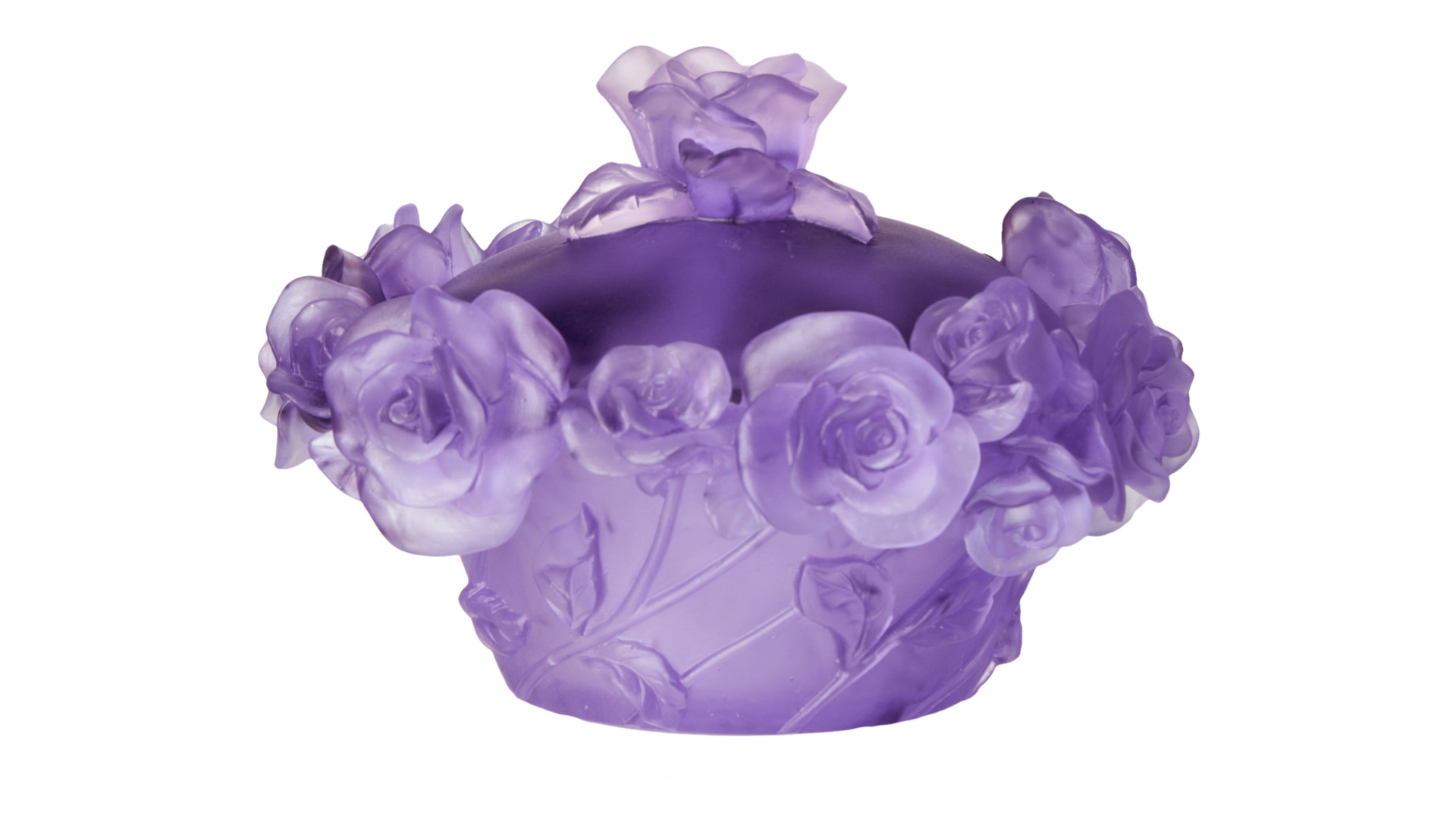 Конфетница с крышкой Decor de table Роза 17 см, хрусталь, фиолетовая