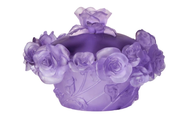 Конфетница с крышкой Decor de Table Pate de Verre Cristal Роза 17 см, хрустальное тесто