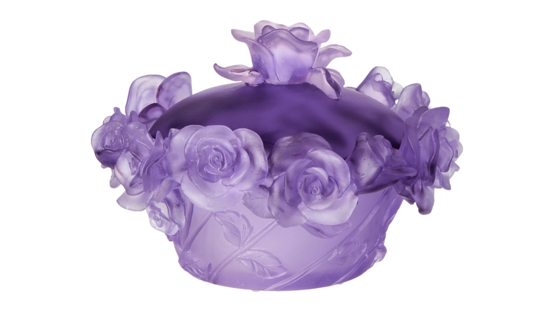 Конфетница с крышкой Decor de Table Pate de Verre Cristal Роза 17 см, хрустальное тесто