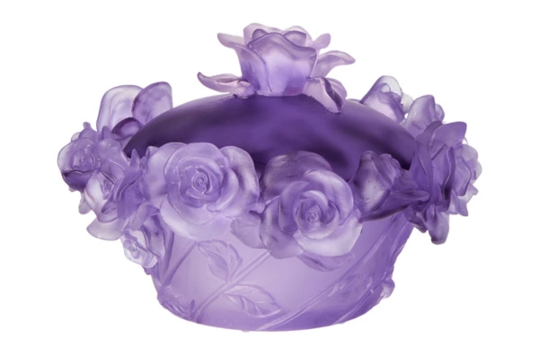 Конфетница с крышкой Decor de Table Pate de Verre Cristal Роза 17 см, хрустальное тесто