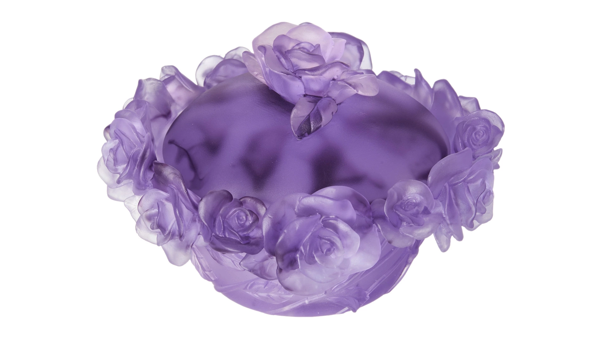 Конфетница с крышкой Decor de Table Pate de Verre Cristal Роза 17 см, хрустальное тесто