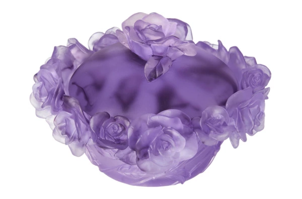 Конфетница с крышкой Decor de Table Pate de Verre Cristal Роза 17 см, хрустальное тесто