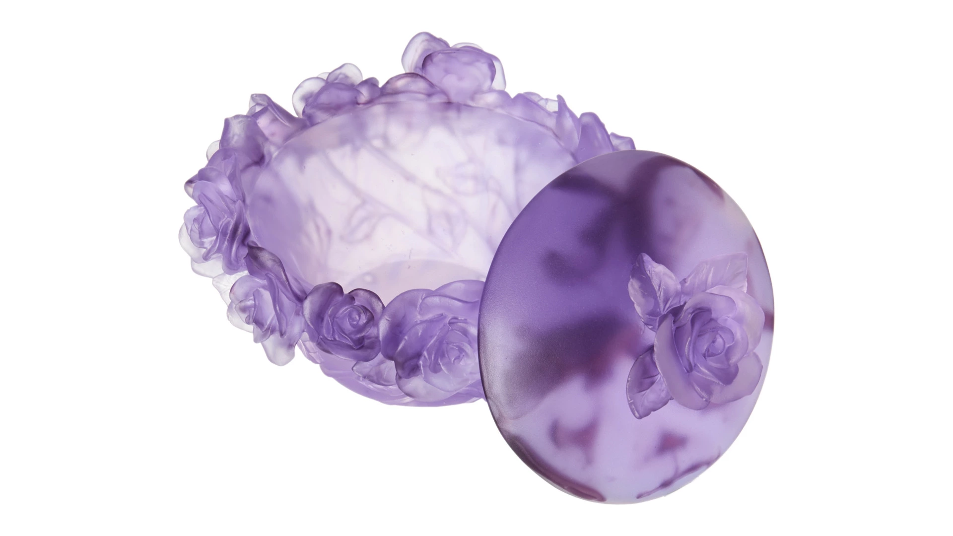 Конфетница с крышкой Decor de Table Pate de Verre Cristal Роза 17 см, хрустальное тесто