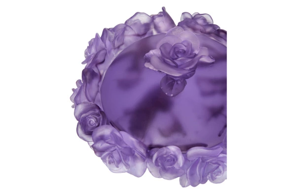 Конфетница с крышкой Decor de Table Pate de Verre Cristal Роза 17 см, хрустальное тесто