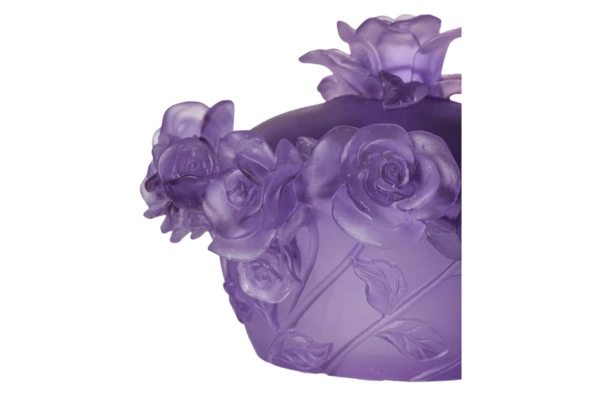 Конфетница с крышкой Decor de Table Pate de Verre Cristal Роза 17 см, хрустальное тесто