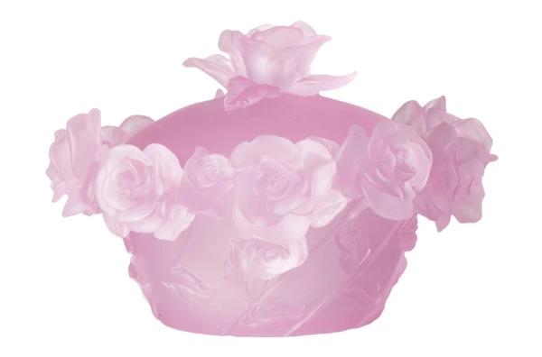 Конфетница с крышкой Decor de Table Pate de Verre Cristal Роза 17 см, хрустальное тесто