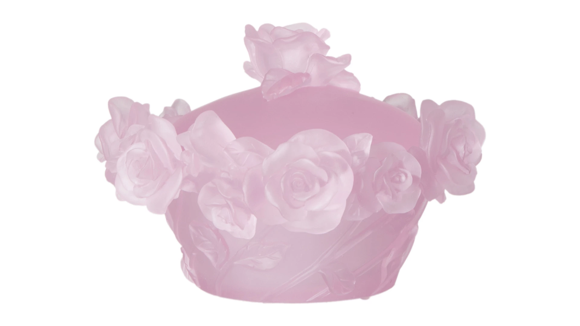 Конфетница с крышкой Decor de Table Pate de Verre Cristal Роза 17 см, хрустальное тесто