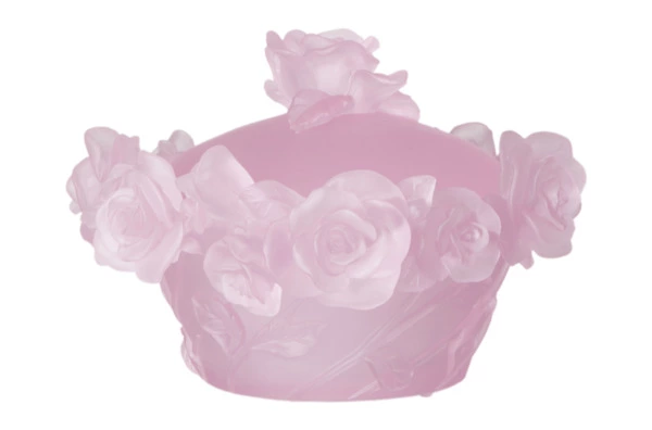 Конфетница с крышкой Decor de Table Pate de Verre Cristal Роза 17 см, хрустальное тесто