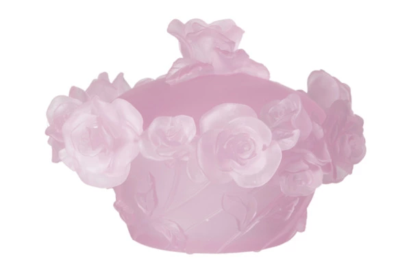 Конфетница с крышкой Decor de Table Pate de Verre Cristal Роза 17 см, хрустальное тесто