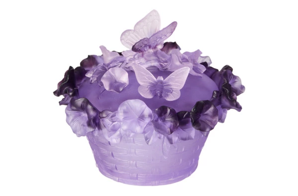 Конфетница Decor de Table Pate de Verre Cristal Бабочка 17 см, хрустальное тесто, фиолетовая, п/к