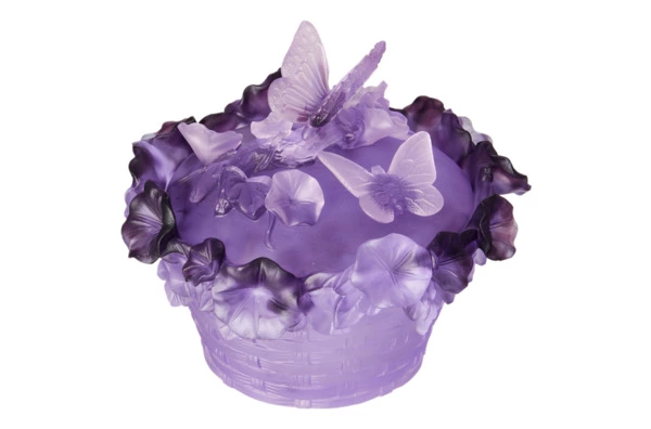 Конфетница Decor de Table Pate de Verre Cristal Бабочка 17 см, хрустальное тесто, фиолетовая, п/к