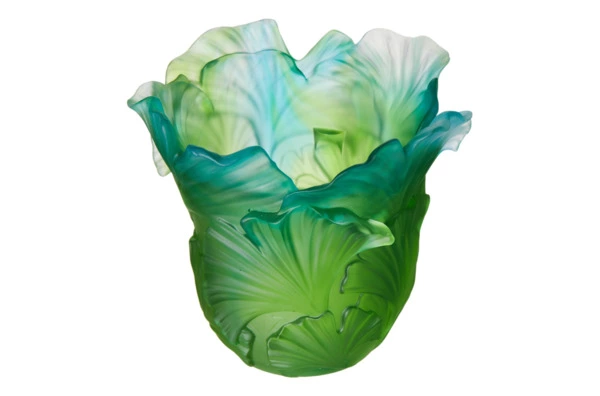 Подсвечник Decor de Table Pate de Verre Cristal Гинкго Н10,5см для свечи Д4,5см, хрустальное тесто