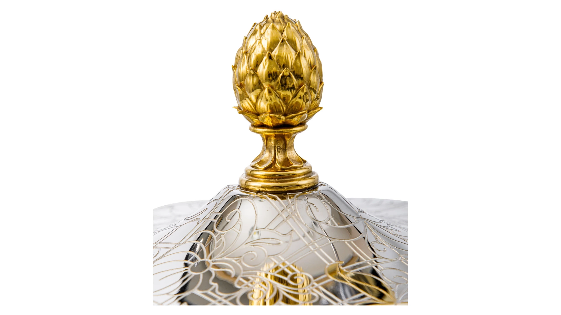 Чаша для орехов с крышкой Bronza-magazin Артишок 16х18 см, латунь, белая, п/к