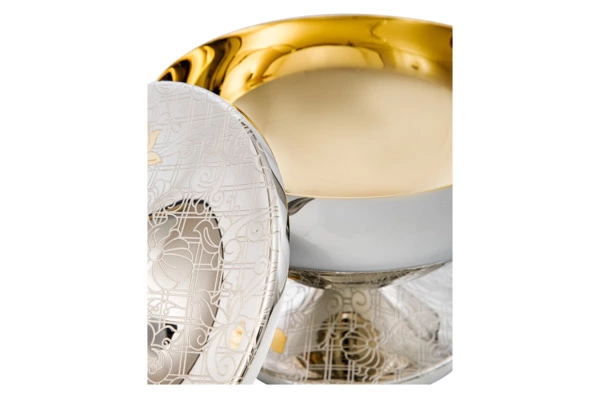 Чаша для орехов с крышкой Bronza-magazin Артишок 16х18 см, латунь, белая, п/к