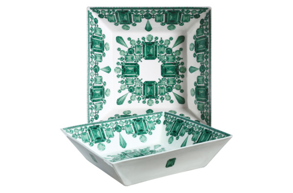 Салатник квадратный Taitu Вечные ценности 23 см, зеленый, фарфор костяной