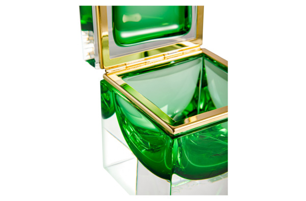 Шкатулка для ювелирных украшений Alessandro Mandruzzato, стекло муранское, зеленая