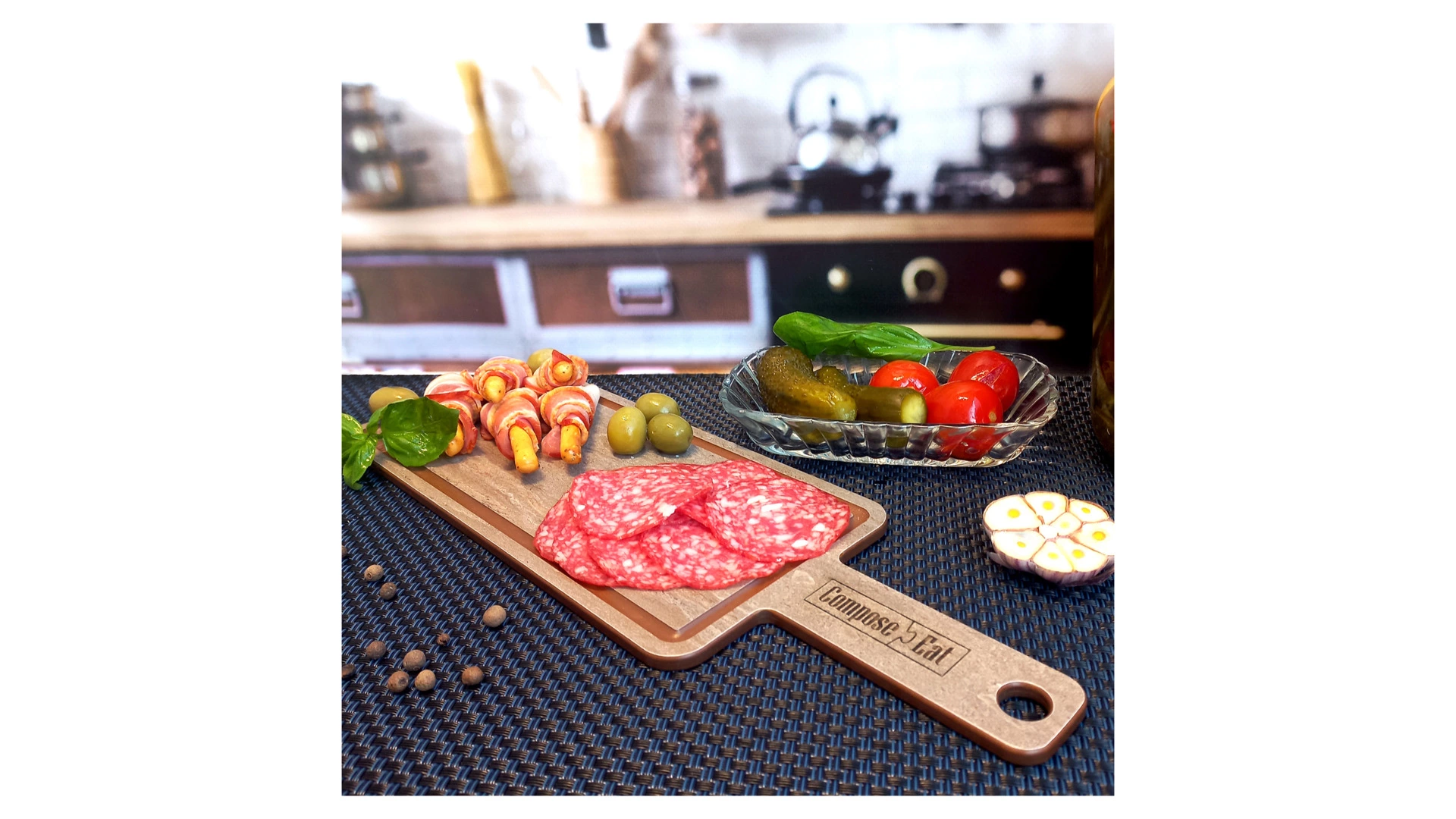 Доска сервировочная ComposeEat ProFashion 36х12 см, композит, травертин капучино