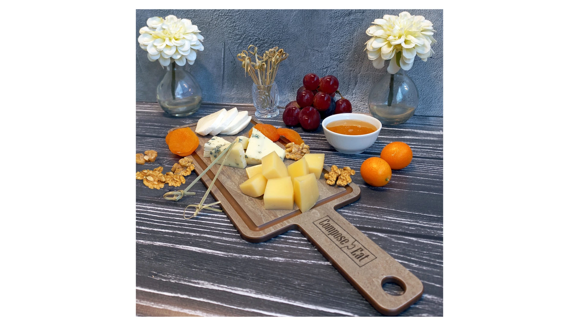 Доска сервировочная ComposeEat ProFashion 36х12 см, композит, травертин капучино