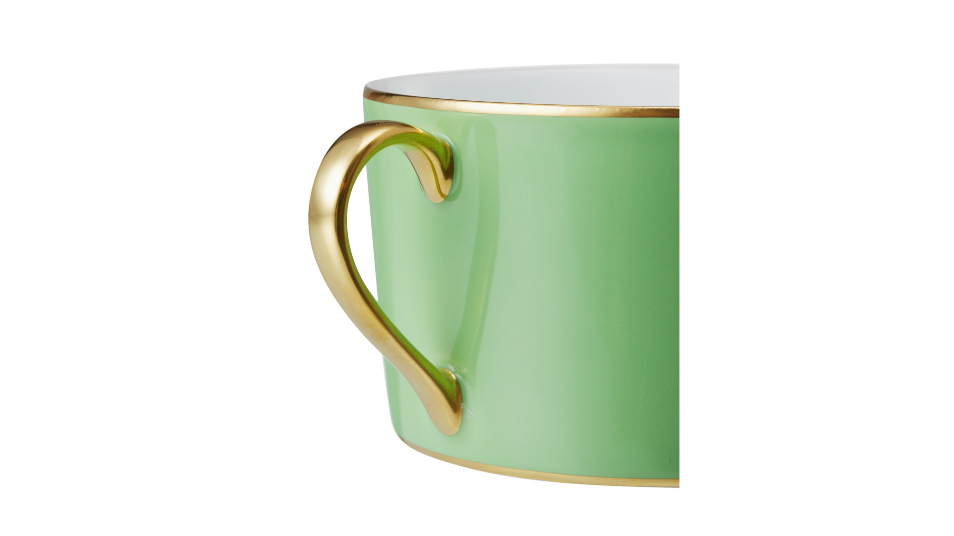 Чашка чайная с блюдцем Legle Под солнцем 250 мл, фарфор, светло-зеленая, матовый золотой кант, п/к