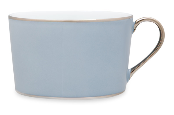 Чашка чайная с блюдцем Legle Под солнцем 250 мл, фарфор, серебристо-серая, платиновый кант, п/к