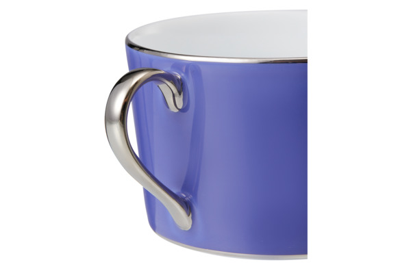 Чашка чайная с блюдцем Legle Под солнцем 250 мл, фарфор, фиолетовая, платиновый кант, п/к