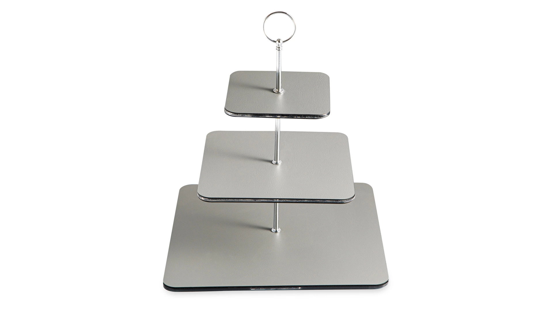 Этажерка с круглой ручкой ADJ 30х35 см, кожа натуральная, серая, п/к