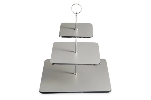 Этажерка с круглой ручкой ADJ 30х35 см, кожа натуральная, серая, п/к