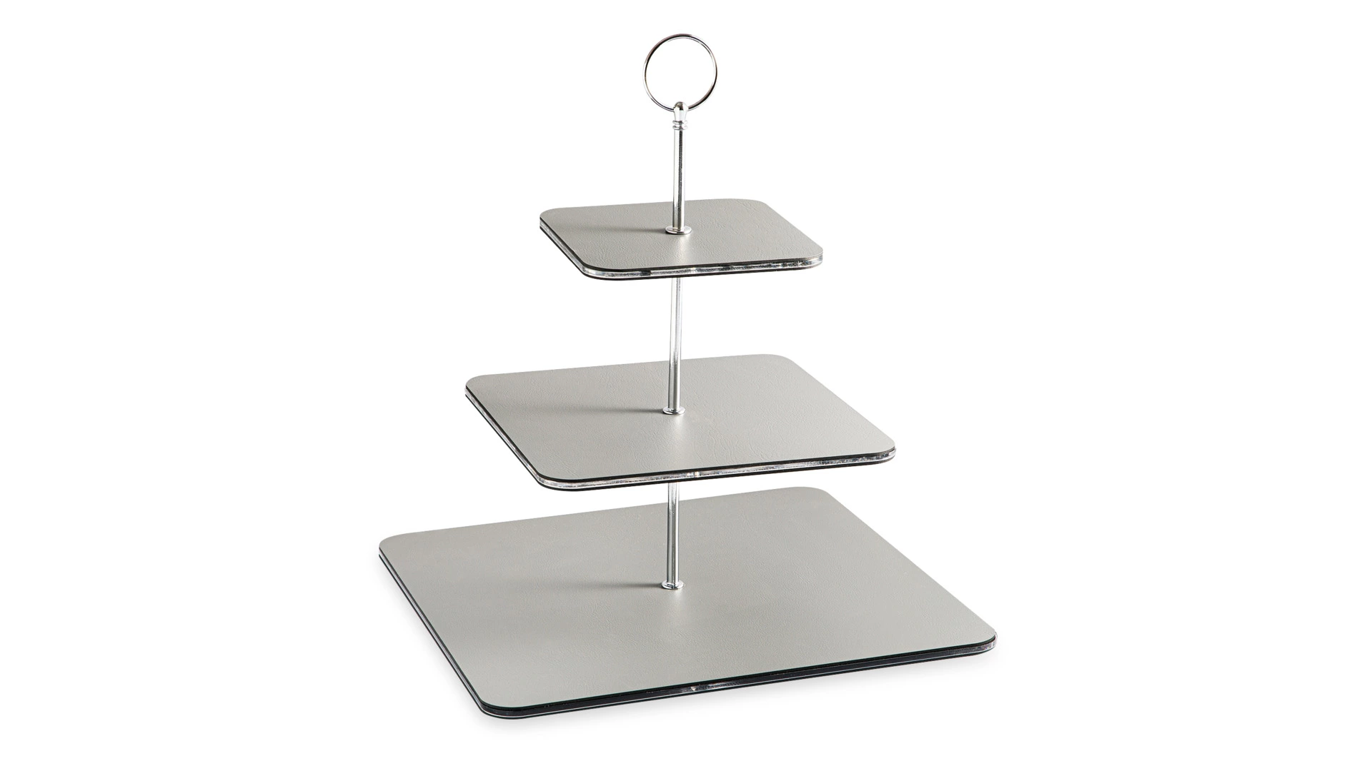 Этажерка с круглой ручкой ADJ 30х35 см, кожа натуральная, серая, п/к