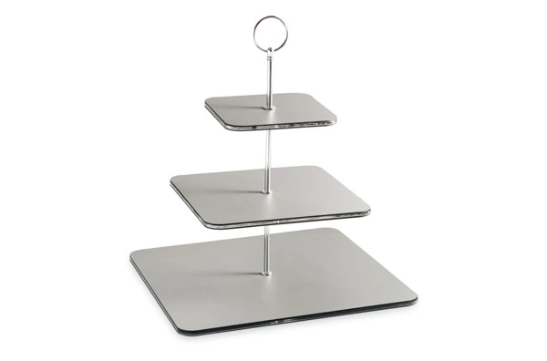 Этажерка с круглой ручкой ADJ 30х35 см, кожа натуральная, серая, п/к