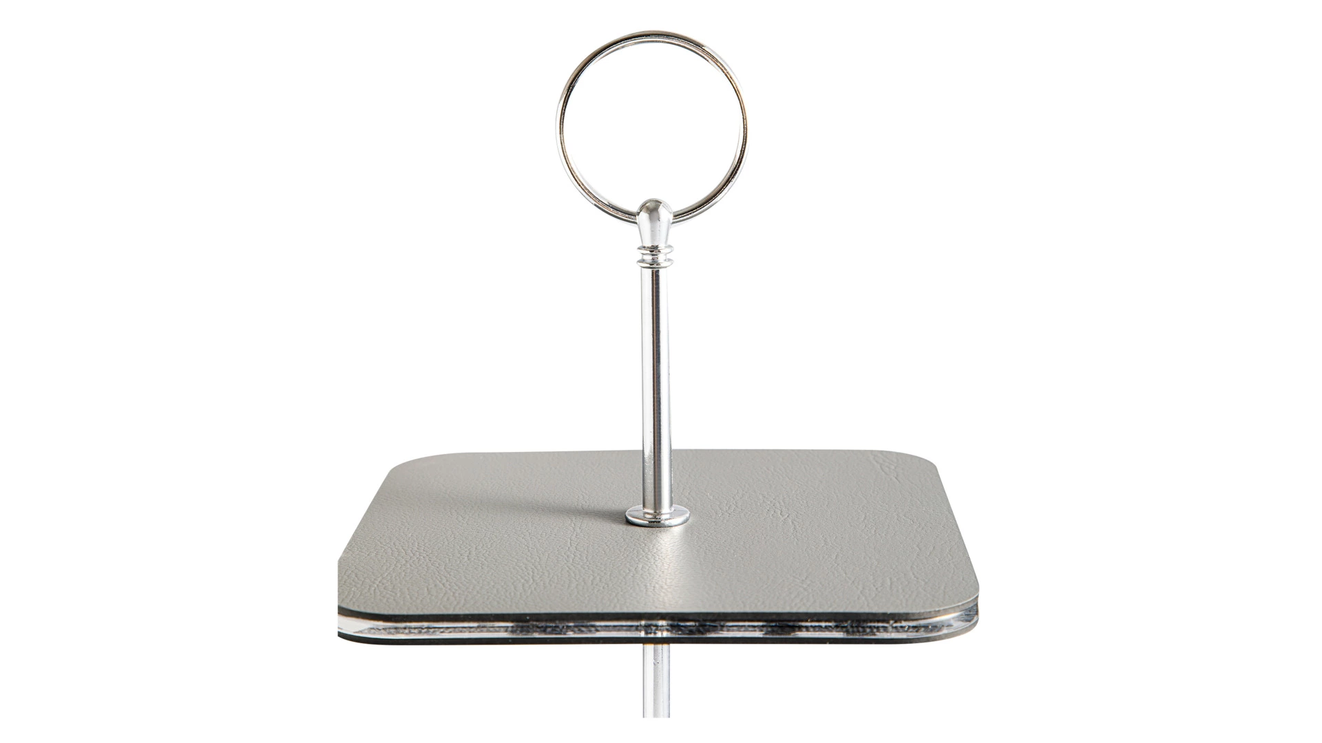 Этажерка с круглой ручкой ADJ 30х35 см, кожа натуральная, серая, п/к