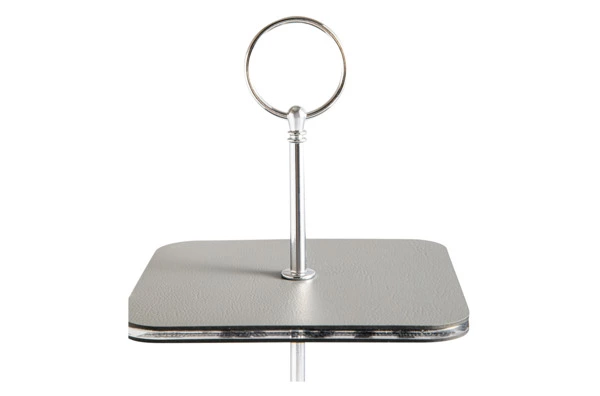 Этажерка с круглой ручкой ADJ 30х35 см, кожа натуральная, серая, п/к