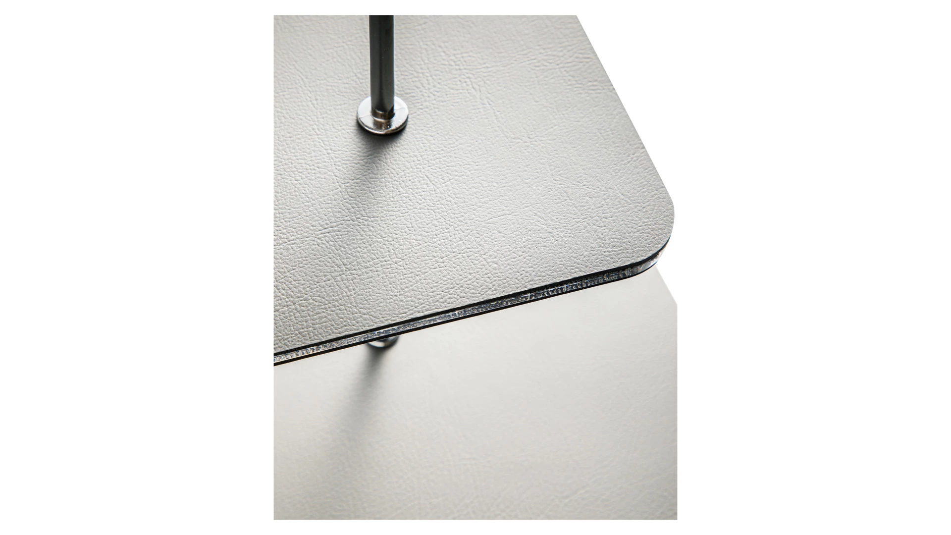 Этажерка с круглой ручкой ADJ 30х35 см, кожа натуральная, серая, п/к