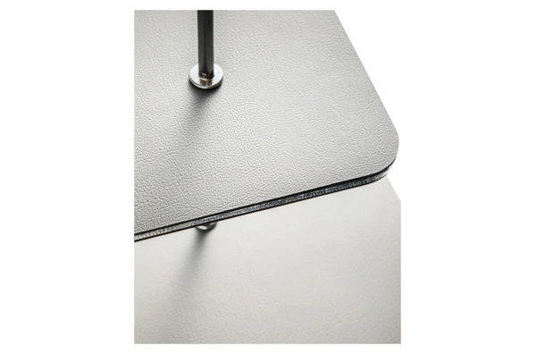 Этажерка с круглой ручкой ADJ 30х35 см, кожа натуральная, серая, п/к