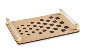 Поднос ADJ Linfinito Rubico 36x24х5 см, кожа натуральная, капучино, золото, п/к