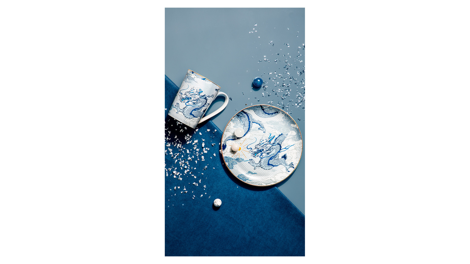 Набор чайный Decor de table Дракон 2 предмета, фарфор костяной, синий