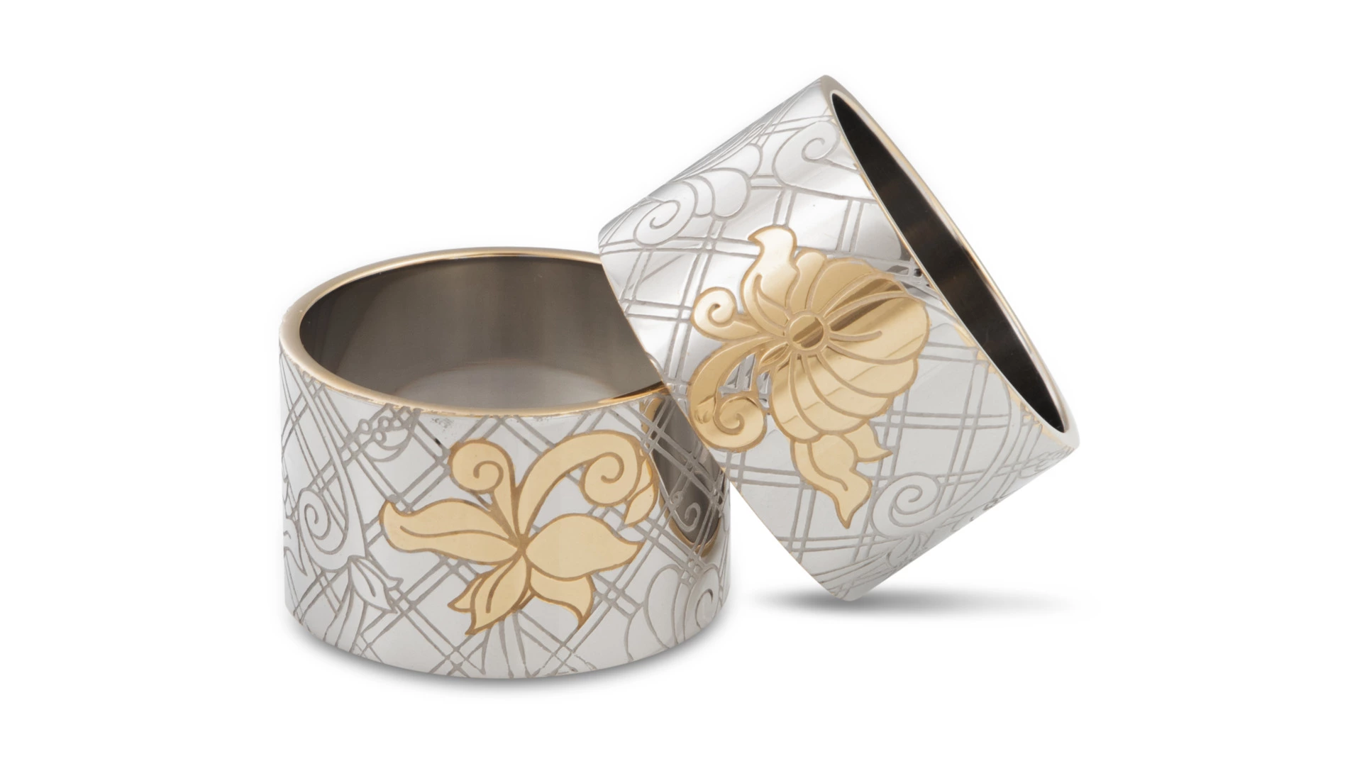 Набор колец для салфеток круглых Bronza-magazin Артишок 4х2,5 см, 2 шт, латунь, белый, п/к