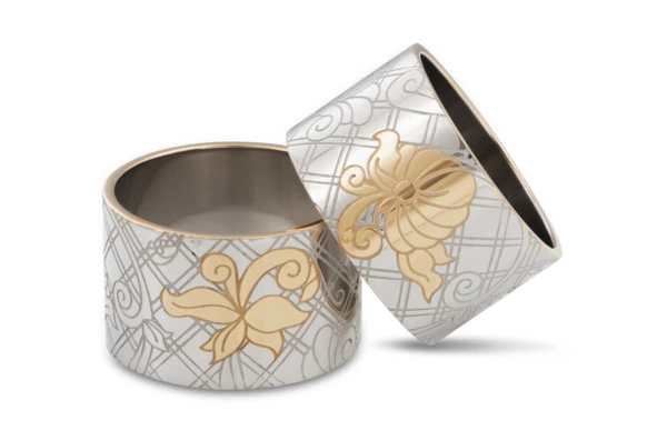 Набор колец для салфеток круглых Bronza-magazin Артишок 4х2,5 см, 2 шт, латунь, белый, п/к