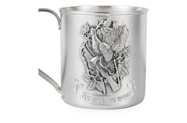 Кружка для чая и кофе Мстерский ювелир Ни пуха, ни пера 182 г, серебро 925