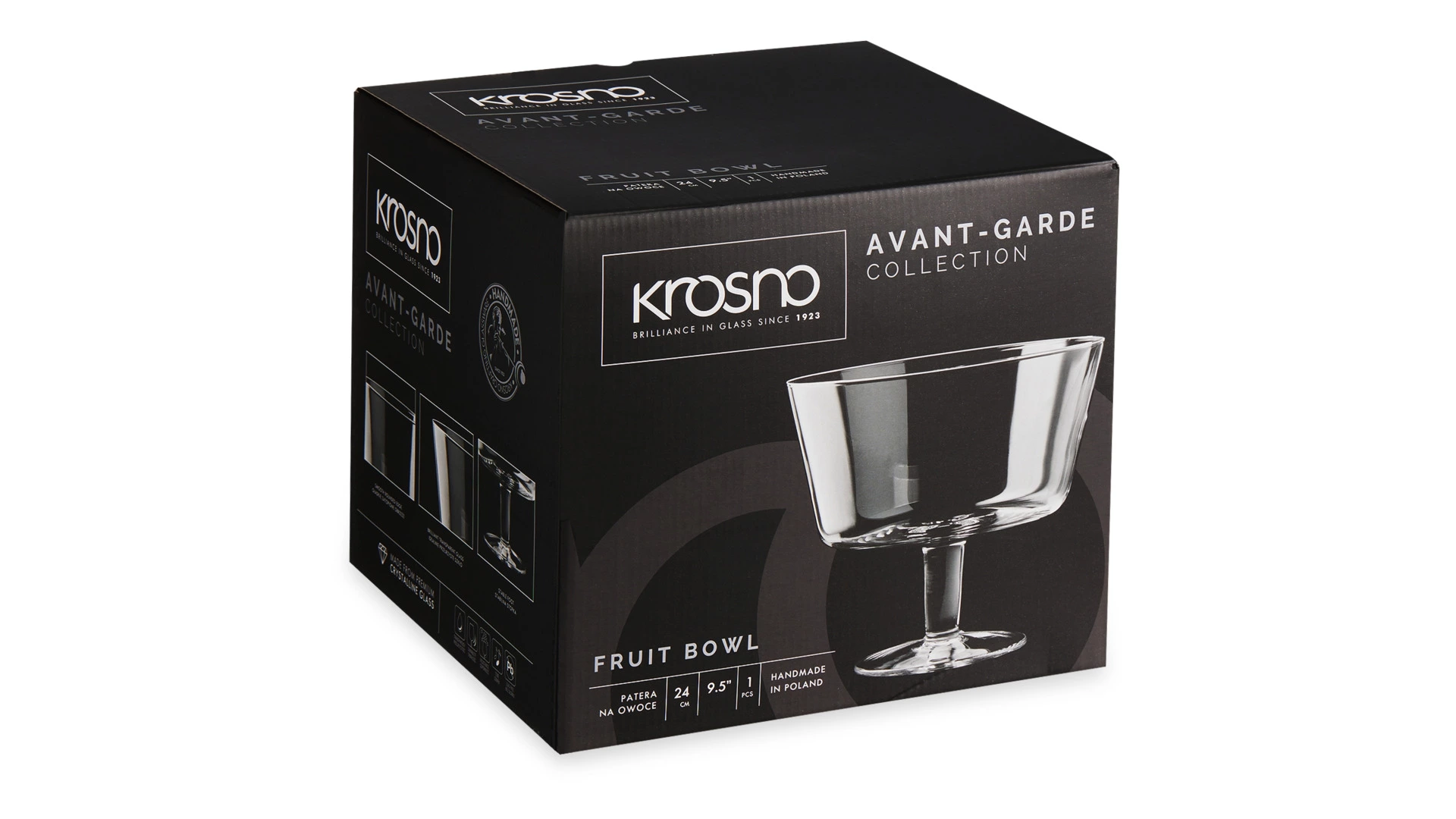 Ваза для фруктов на ножке Krosno Авангард 24 см, h20,5 см, стекло, п/к