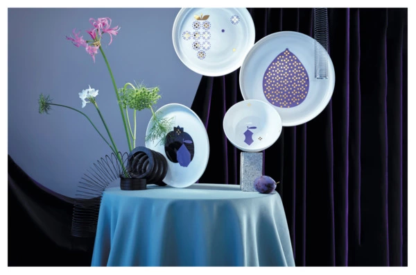 Тарелка закусочная Shirokov Волшебные фрукты Гранат и груша 23 см, костяной фарфор