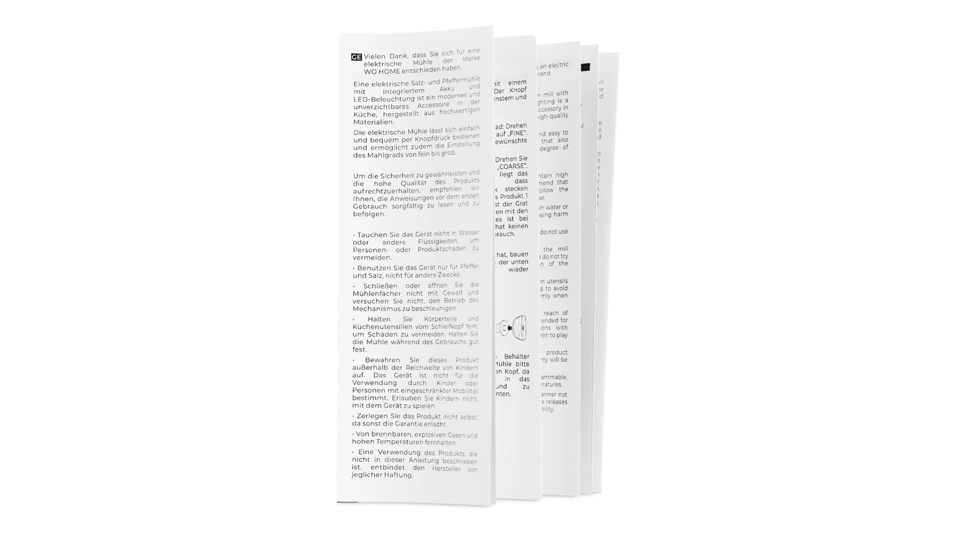 Мельница электрическая для соли и перца WO HOME Santana 21 см, подсветка, зарядка USB, п/к