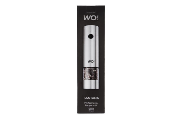 Мельница электрическая для соли и перца WO HOME Santana 21 см, подсветка, зарядка USB, п/к