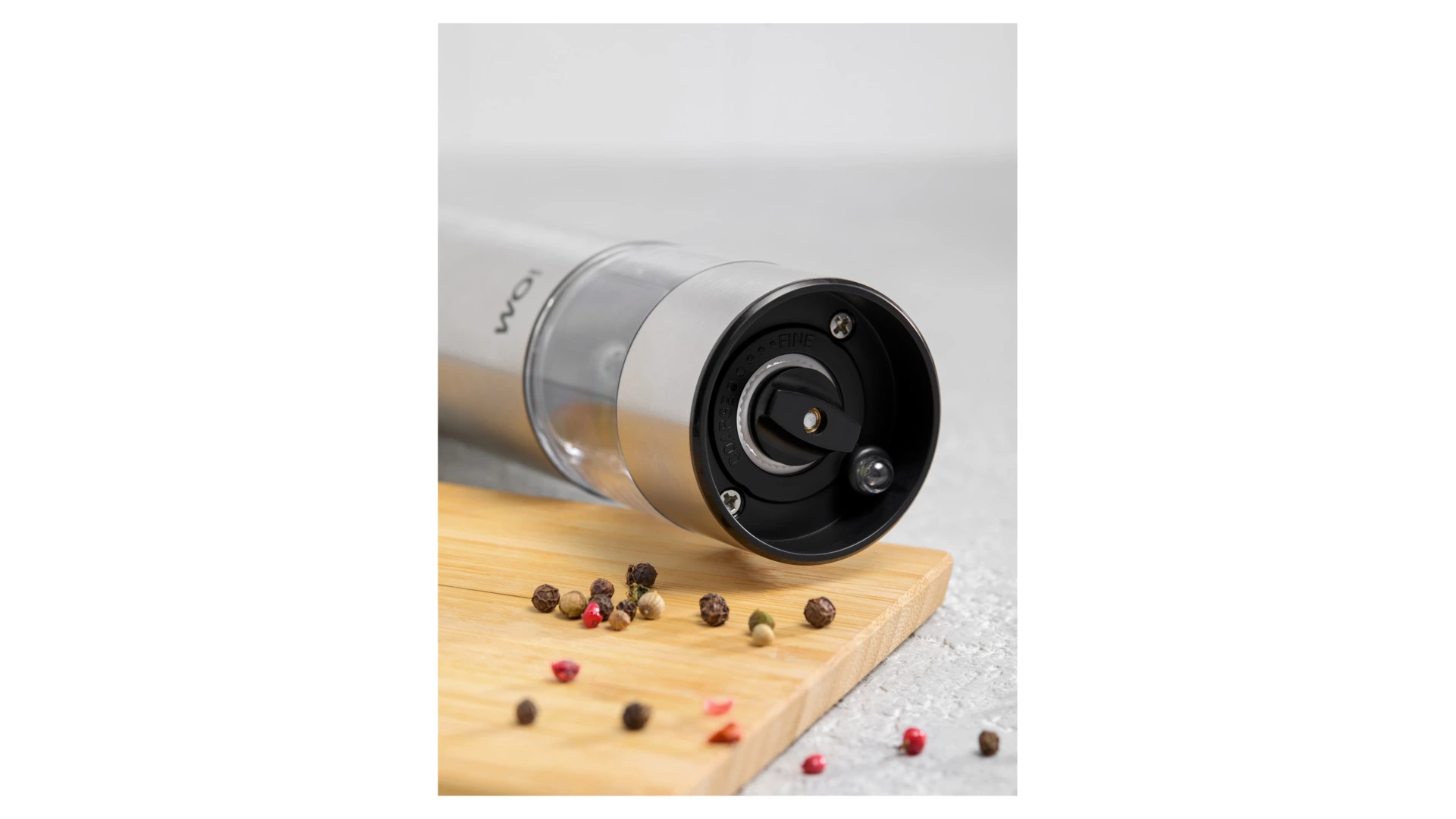 Мельница электрическая для соли и перца WO HOME Santana 21 см, подсветка, зарядка USB, п/к