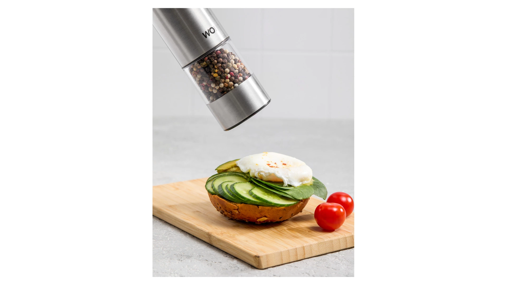 Мельница электрическая для соли и перца WO HOME Santana 21 см, подсветка, зарядка USB, п/к