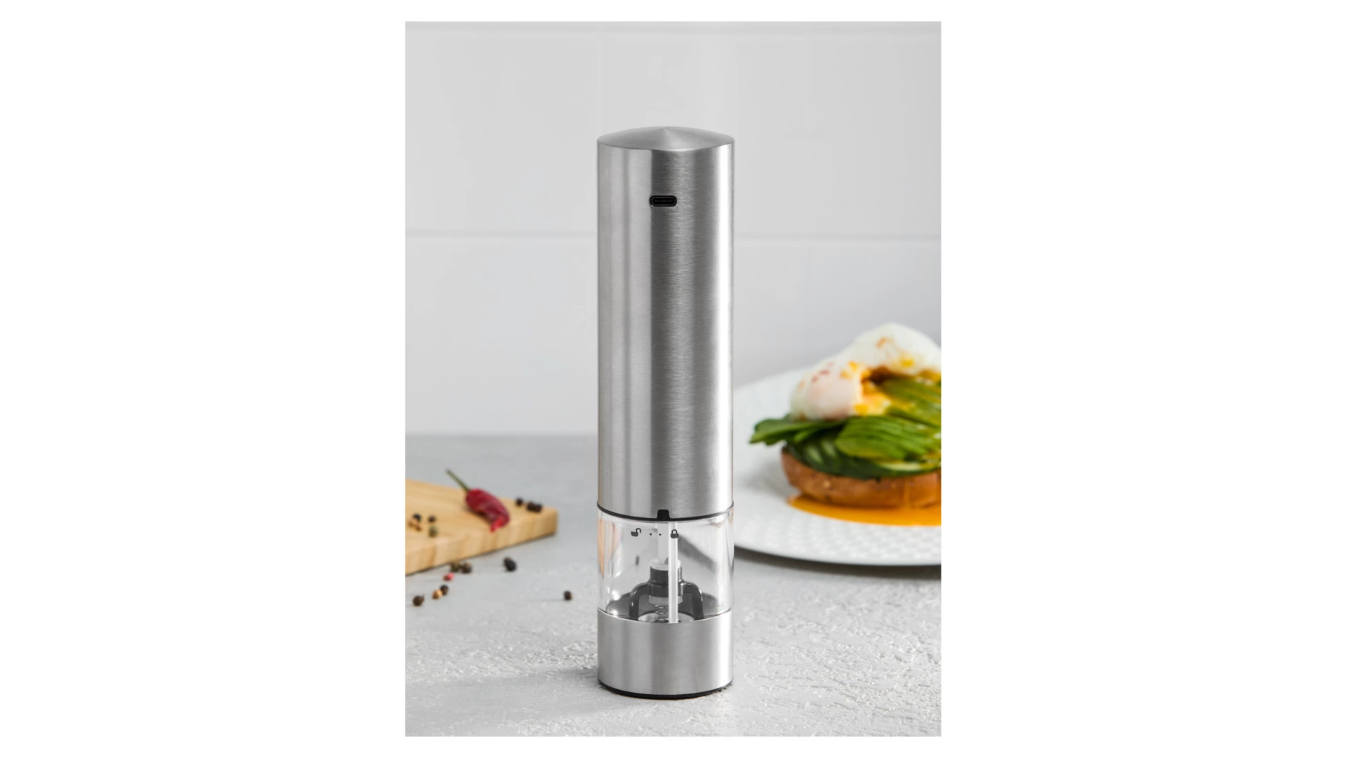 Мельница электрическая для соли и перца WO HOME Santana 21 см, подсветка, зарядка USB, п/к