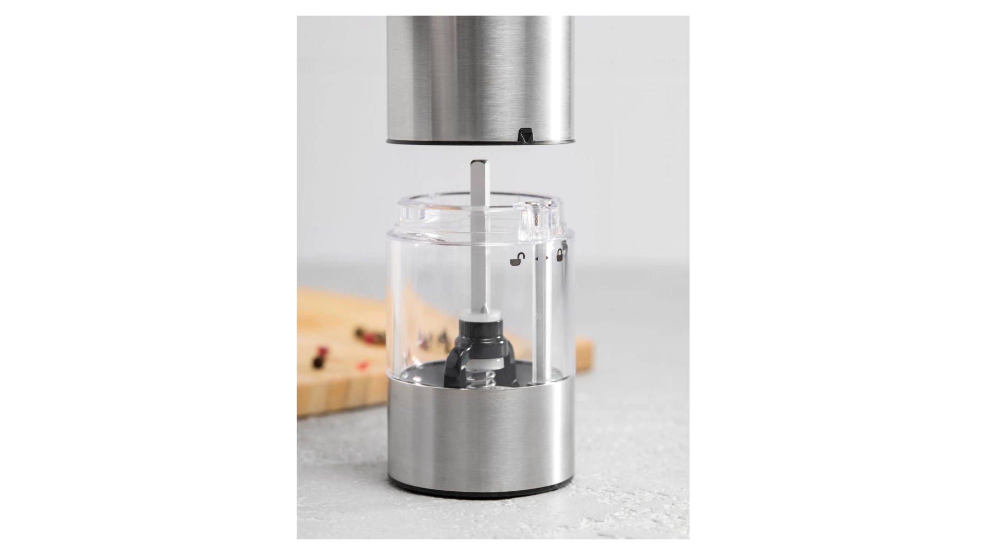 Мельница электрическая для соли и перца WO HOME Santana 21 см, подсветка, зарядка USB, п/к